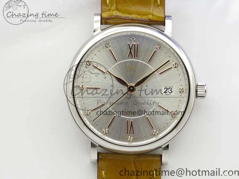 MIROTIME 0127 Durable Portofino 37mm SS V7F 1:1 Best Edition White Dial on Light Brown Leather Strap A 7092